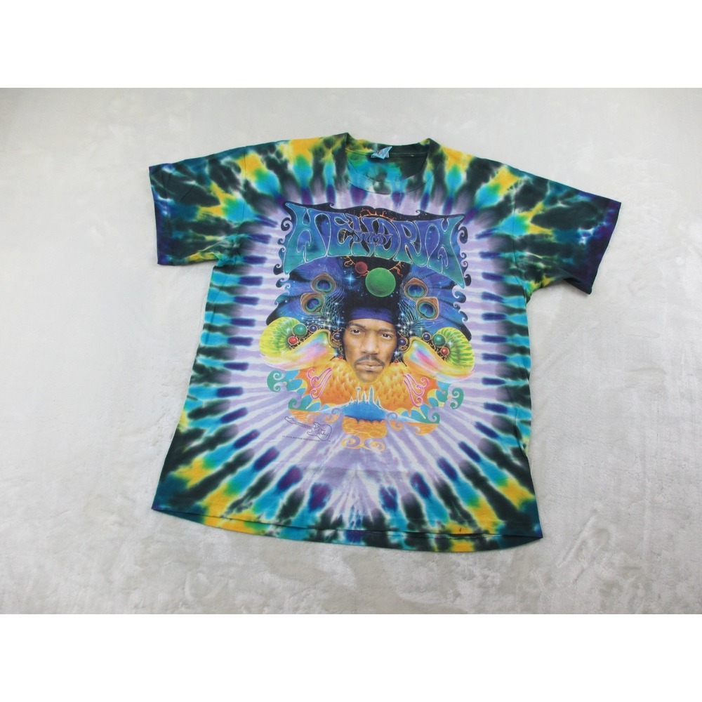VINTAGE‎ Jimi Hendrix Shirt Mens Extra Large Blue Tie Dye Single Stitch Music* - Picture 2 of 13